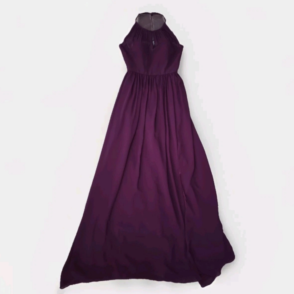NWT Kanali K Chiffon Formal Bridesmaids Dress Full Length Eggplant Size 10